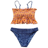 CUPSHE Smocked Green Leaf Print High-Waisted Bikini Sets Women Ruffle Two Pieces Swimsuits 2020 Girl Boho Bathing Suits